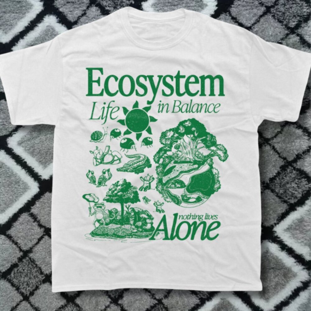 White-Ecosystem Life In Balance Nature Science Graphic Tee